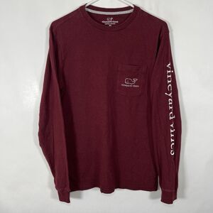 Vineyard Vines Long Sleeve T Shirt Mens Size XS Extra Small Maroon Red Whale